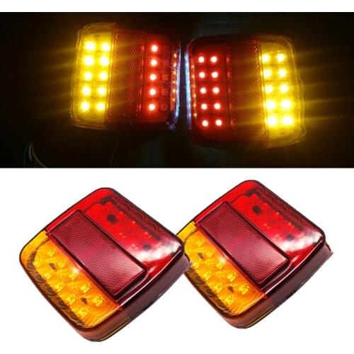 2pcs 12V 26LED Trailer Tail Light Left Right Rear Taillight Truck Brake Stop Tail Indicator Light Turn Signal Number Plate Lamp