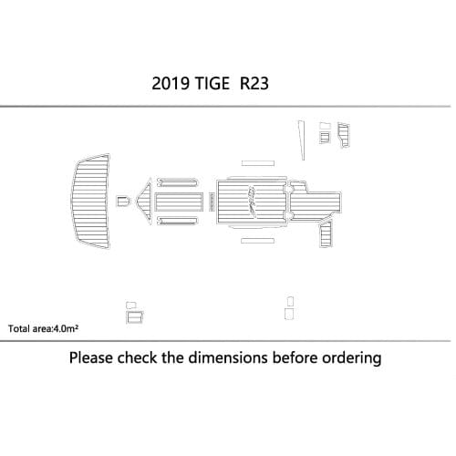 2019 TIGE R23 cockpit Swimming platform Non-slip mat 1/4" 6mm EVA Faux teak