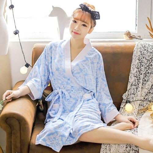 2019 new arrival fashion women sleeping cloth fashion flowers print 100% cotton 2 colour and 4 size free shipping