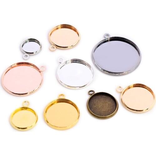 8/10/12/14/16/18/20/25mm Inner Size Bronze Silver Plated Rhodium 7 Colors High Quality Iron Material Cameo Setting Pendant Tray
