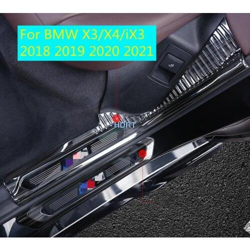 8pcs Car Threshold Sticker For BMW X3/X4/iX3 2018 2019 2020 2021Stainless steel Door Sill Welcome Pedal Cover Strips Accessories