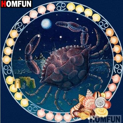 HOMFUN Diamond Embroidery 5D DIY Diamond Painting "Animal crab" Rhinestone Cross Stitch Home Decoration A14594