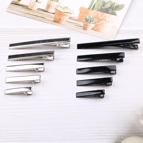 10PCS/Lot Black Hair Clips Flat Barrettes Iron Hairpins DIY Hair Accessories For Women Girls 4-7.5cm
