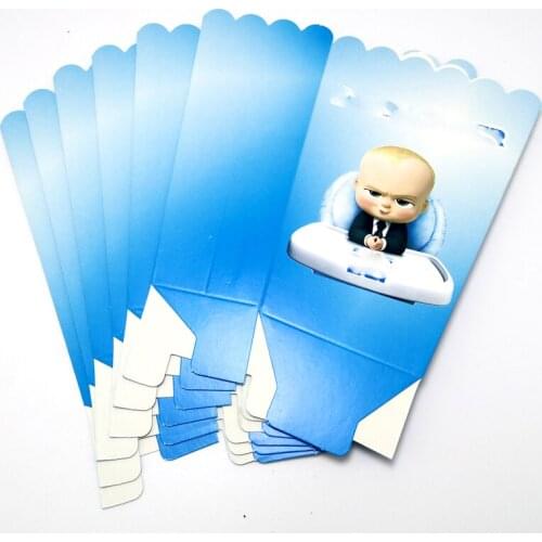 Baby Boss Theme Kids Favors Baby Shower Gifts Candy Box Birthday Party Paperboard Popcorn Boxes Decorate Events Supplies 6pcs