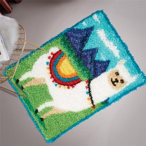 Diy Alpaca Latch Hook Kits Rug Crochet Tapis Lovely Animal Needle Embroidery For Carpet Tapestry Kits Pattern Floor Mat Deco