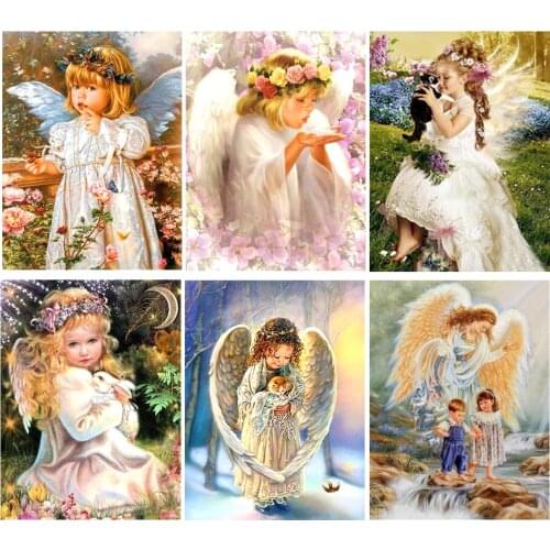 DIY Diamond Painting Kits Full Mosaic Drill Angel 5D Diamond Embroidery Portrait Girl Art Wall Decoration
