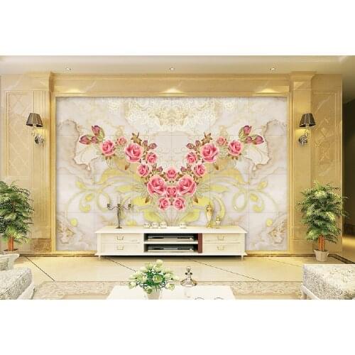 Classic European style beautiful flower embossed TV background wallpaper interior decoration wallpaper custom size