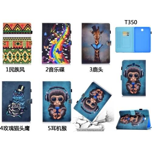 Print Flip Stand Leather Shell Capa Cover Case For Samsung Galaxy Tab A 8.0 T350 T351 T355 T355C P350 P355 SM-T355 Coque Funda