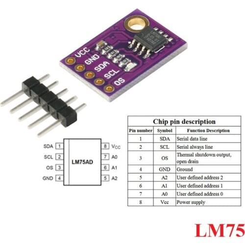 LM75 LM75A Sensor Module Temperature Sensors High Speed I2C IIC Interface High Precision LM75AD