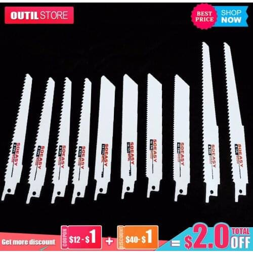 10pcs High Carbon Steel Reciprocating Saw Blades Set Carbide Woodworking Metal Cutting Reciprocating Power Tools Accessories