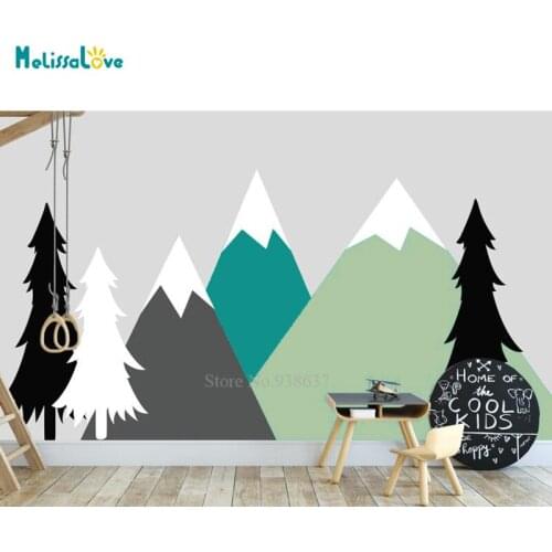Woodland Mountain Pine Tree Nursery Forest Themed Decal Removable Vinyl Wall Sticker Mural BA998