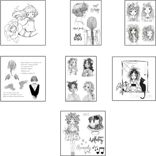 2021 New Girl Character Silicone Seal Stencil DIY Crafts Printing Clear Stamp Set