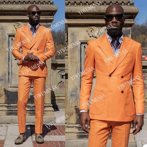 YIWUMENSA Gentleman Summer Double Breasted Jacket With Pants Custom Made 2 Pcs Formal Party Wedding Mens Blazers Tuxedos Suits