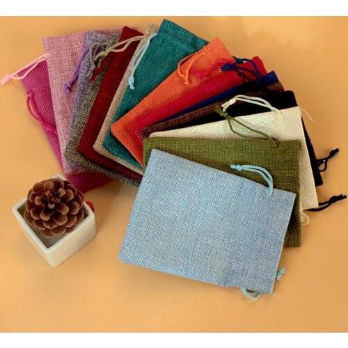 Wholesale 500pcs 10x14cm New Vintage Natural Burlap Hessia Gift Jewelry Candy Bags Wedding Pouch Jute Gift Bags Can print LOGO