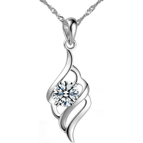 Jewelry wedding fine Silver color Elegant love heart Purple/white white zirconia CZ promise Necklace Pendant wholesale