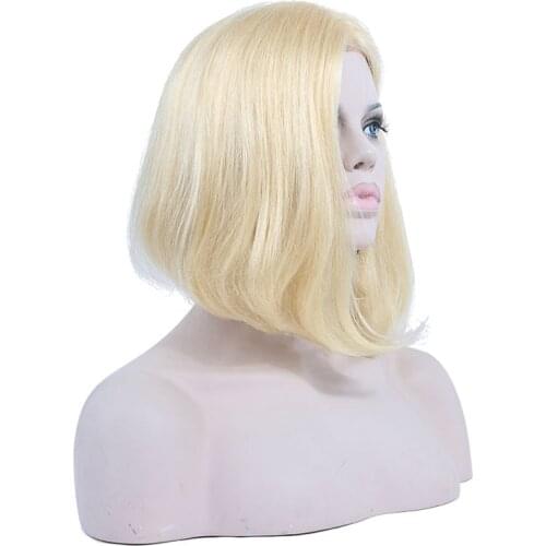 Lace front wigs human hair wigs 10" Bob Costume Wig Natural straight Light Blonde100% Virgin Human Hair Lace Front Wigs