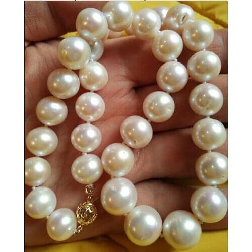 GENUINE18" AAA+ 12-14 MM WHITE AAA++ SOUTH SEA PEARL NECKLACE & EARRING 925silver GOLD