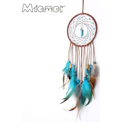 MIAMOR Handmade Dreamcatcher With Natural Stone & Feather Home Kid Bedroom Wall Hanging Pendant Decoration Accessories AXR072