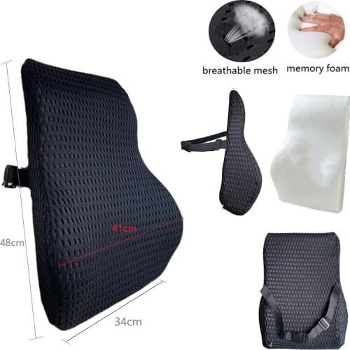 3D Memory Foam Car Pillow Office chair Mesh cloth Cushion Waist Rest Pillows Seat Back Rest Lumbar Support Cushions For Car