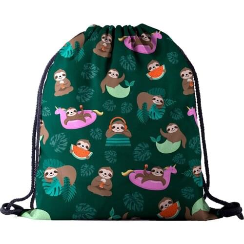 Backpack drawstring BAGS drawstring fashion 3D printing travel softback men bags UNISEX Womens shoulder bag knapsack green new