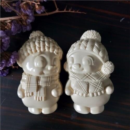 TS0097/8 PRZY Silicone Mold Christmas Soap Molds Silicone Fondant Mould Clay Resin Gypsum Chocolate Boy and Girl Snowman Baby