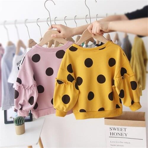 2019 Lovely Baby Girls Sweatshirts Spring Autumn Children hoodies long sleeves sweater for kids T-shirt Polka Dot clothes Hoodie