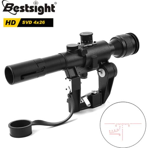 Tactical SVD 4X26 Optics Riflescope Dragunov Red Illuminated Sniper Rifle Scope Series AK Rifle Scope For Outdoor Hunting