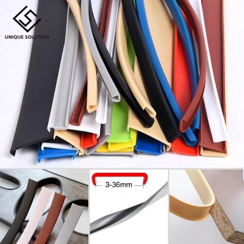 U Edge Banding Veneer Edging Furniture Soft PVC Edgeband 3MM 5MM 9MM 10MM 12MM 14MM 16MM 18MM - 36MM White Beige Gray Black Red