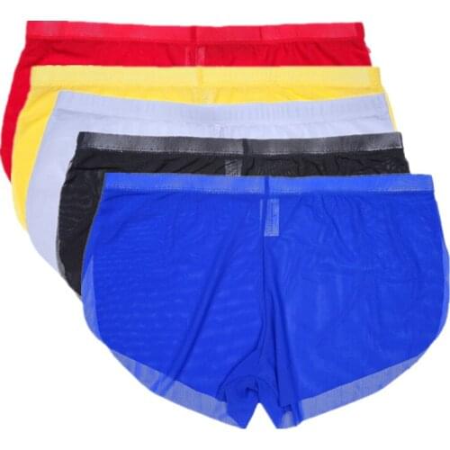 Ultra-thin Gauze Nylon Men Boxer Sexy Men Underwear Breathable Sexy Seamless Two-piece Panties Shorts See Through