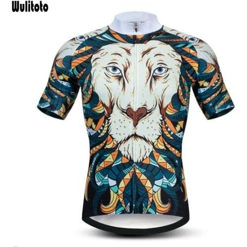 WULITOTO summer lionShort Sleeve Mountain Bike sport Bicycle Quick dry Cycling Jersey Top Shirt clothing For Men
