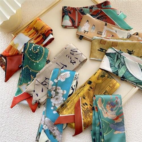 Bag Satin Silk Scarf Skinny Womens Neck Hair Scarf Band Headwear Handbag Tie Ribbons Fashion Hair Band Summer Shawl Beach SJ497