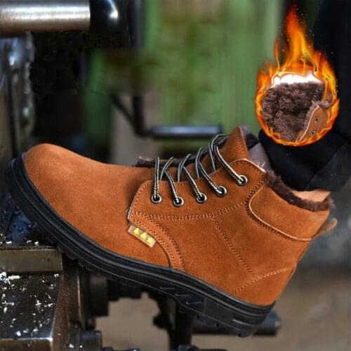 Winter Safety Shoes Cap Steel Toe Shoe Boots For Man Work Shoes Anti-skid And Wear-Resistant Beef Footwear Wear-resistant DXZ105