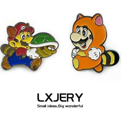 LXJERY Cartoon Enamel Mario Pin Badge On Backpack Cute Brooch Pins For Clothes Broche For Women Girls Gift