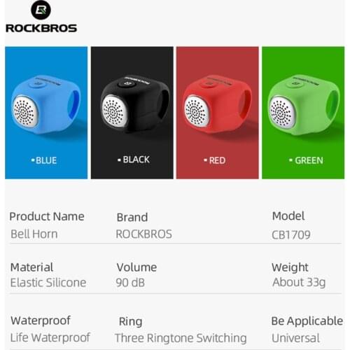 ROCKBROS Bicycle Bells Electric Cycling Bell 90 dB Waterproof Button Cell MTB Handlebar Horn Silica Ring Bell Bike Accessory