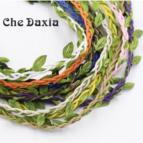 10m/Piece) cotton Wax Cord and fabric Leaves Braided Cord For DIY Bracelet Necklace Rope