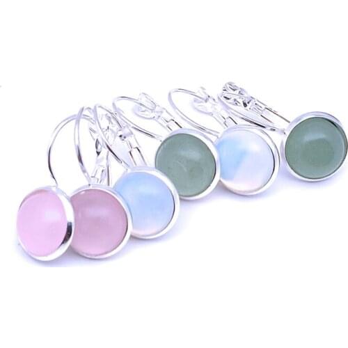 10MM Dyed Natural Stone Earrings Environmental Protection Pink Crystal Charms Earrings For Women Fashion Jewelry