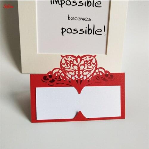 100pcs Laser Cut Heart Shape Place Cards Wedding Name Cards Wine Glass Wedding Event Laser Cut Flower Decoupage 5ZSH871-100