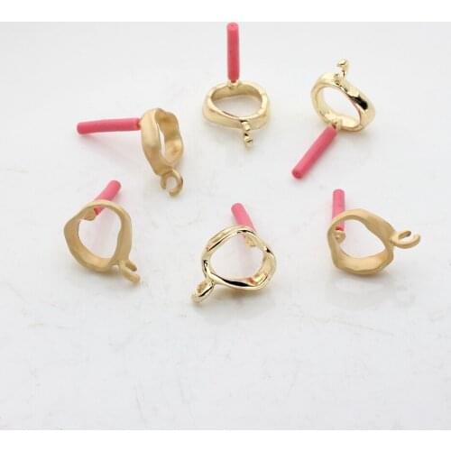 13mm 6pcs/lot Zinc Alloy Gold Hollow Irregular Round Earrings Base Earring Connector For DIY Fashion Earrings Accessories