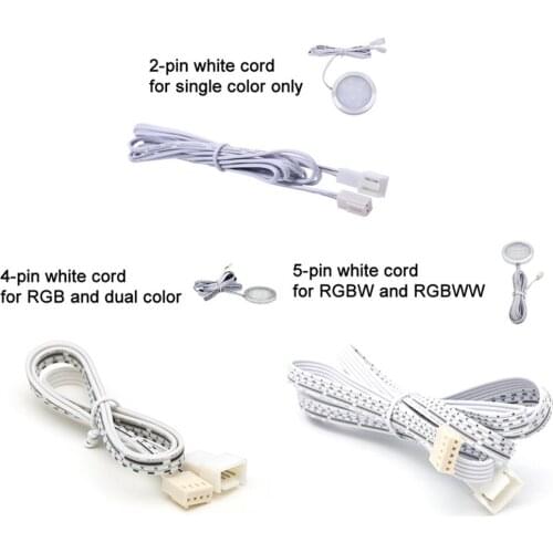 4Pcs/lot 2PIN/4PIN/5PIN Flexible Extendable Cables Cords for single color /RGB/RGBW LED Under Cabinet Puck Lighting 150cm