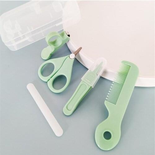 5pcs/set Baby Nail Clippers Scissors With Comb Sets Neonatal Booger Clip Nail With Transparent Box For Newborn Baby Daily Care