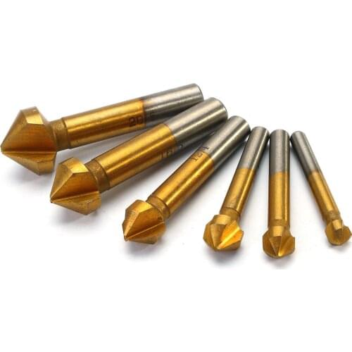 6pcs 3 Flute Titanium Chamfer 90 Degree Chamfering End Mill Cutter Countersink Drill Bit