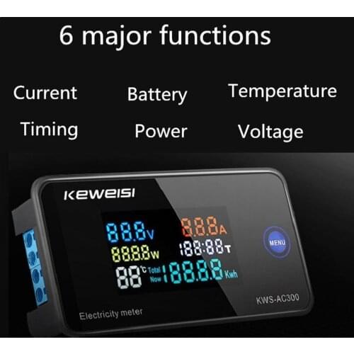 AC 50~300V 100A Digital Electricity Meter Voltmeter Measurement Current CT Voltage Temperature Ammeter Power With B2G9