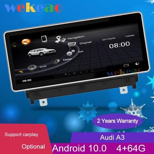 Wekeao 10.25" Touch Screen 1Din Android 9.0 Auto Radio Automotivo For Audi A3 Car Dvd Player BT Music Autoradio GPS 4G 2013-2016