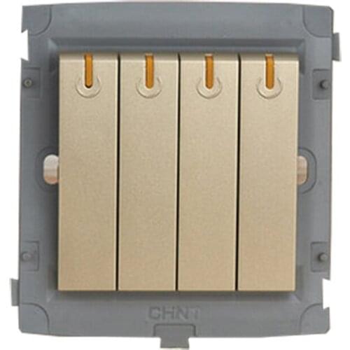 CHINT On/off/on Wall Switch 86 Type Wall Switch Socket Light Champagne Gold Five Hole Four Gang One Way