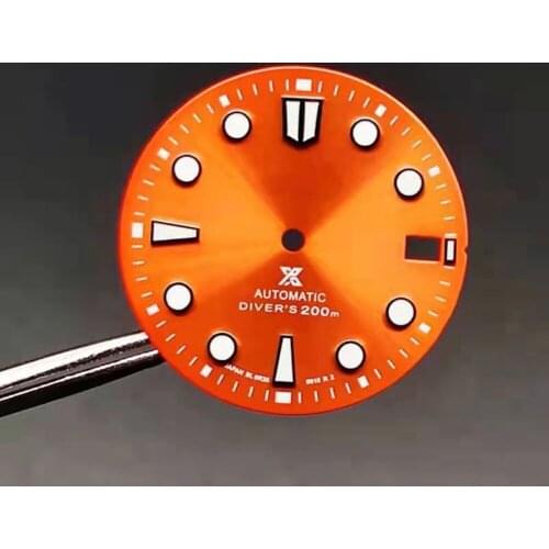 28.5mm Luminous Watch Dial Sun Pattern Glossy Black/Blue/Green Orange C3 Dial for NH36 Diving Watch Automatic Movement