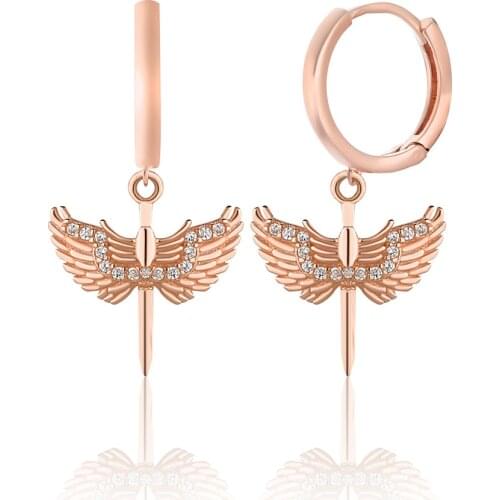 Showy Jewelry 925 Sterling Silver Fairy Earrings For Women Rose Gold Plated With Zircon Drop Earrings