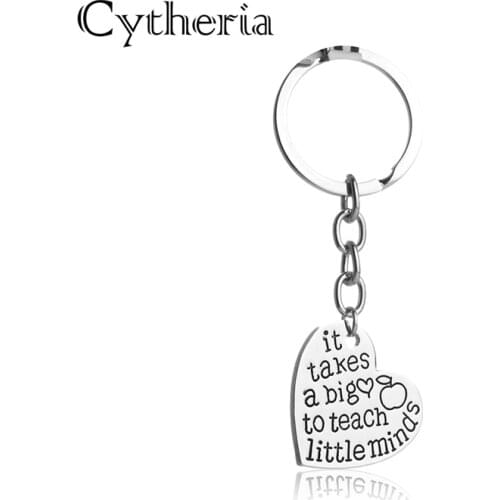 It takes a big heart to teach a little minds key chains owed heart key ring birthday gift key finder mother thanksgiving rings