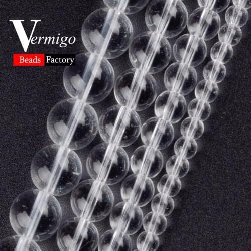 Smooth Clear White Glass Beads Czech Crystal Round Spacer Beads For Neeelework Jewelry Making 4 6 8 10 12mm Diy Bracelet 15"