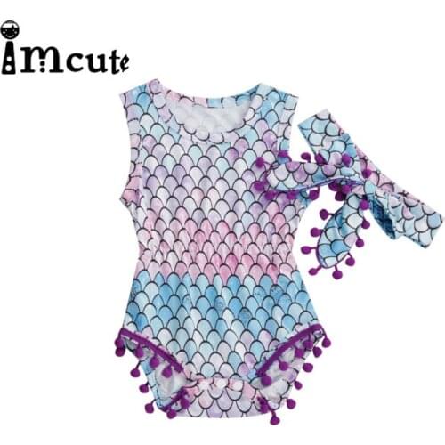 Imcute Tassel Baby Summer Clothing Infant Newborn Baby Girls Sunflower Bodysuits Daisy Jumpsuits Sleeveless Sunsuit 2Pcs/lot