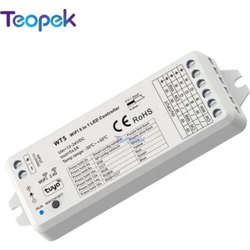 Skydance WT5 WIFI & RF 5 Channel LED controller TUYA APP Google home Alexa Amazon ECHO APP controller For DIM RGB CCT RGBW Strip